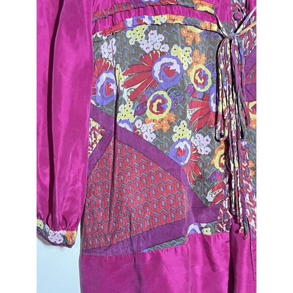 Johnny Was EUC Magenta Floral Embroidered Bohemian Button Tunic Top Shirt XS - Picture 4 of 10